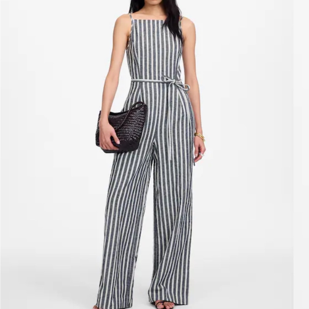 Madewell Wide-leg Jumpsuit in Pinstripe Linen